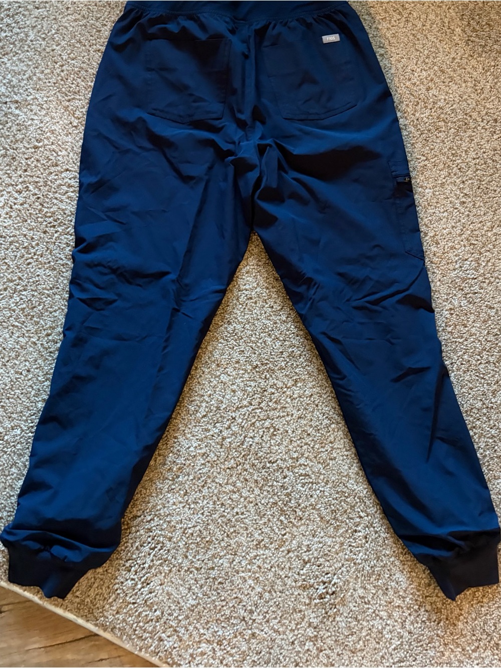 Figs Women’s Navy Jogger Scrub Pants with Teal Drawstring - Picture 2 of 4
